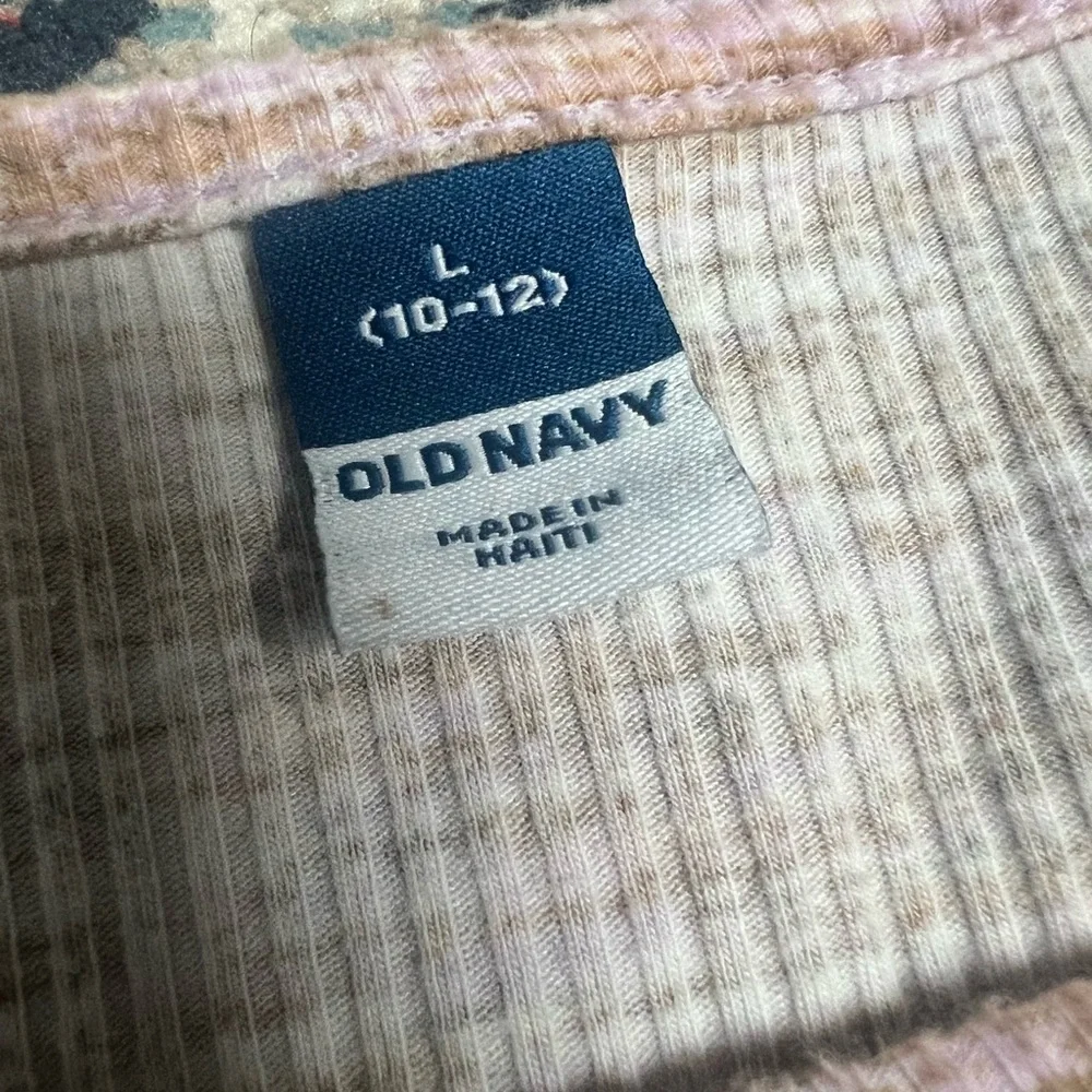 Girl Old Navy Pink and Tan Long Sleeve Top